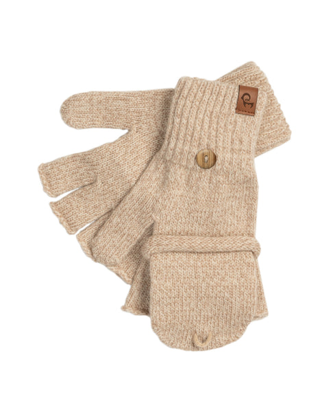 Men's Convertible Gloves Knitted Merino in creamy beige