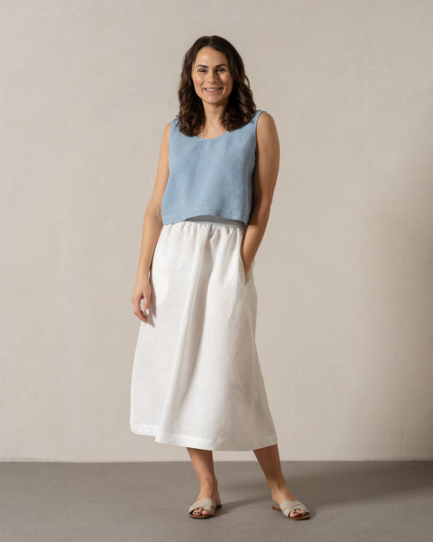 Linen Crop Top Ana Cloudy Blue