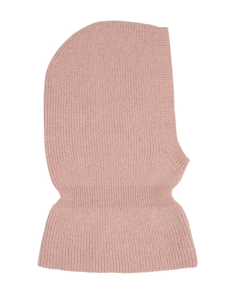 The menique kids' merino & Cashmere blend balaclava in pink color.