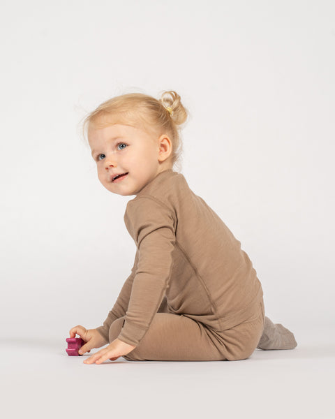 Kids' 160 Long Sleeve & Bottom 2-Piece Beige
