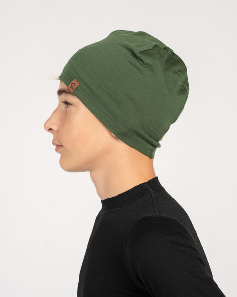Kids' Merino Beanie Dark green