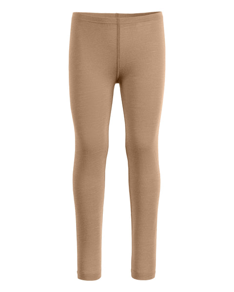 160gsm merino menique kids' pants in beige color front view