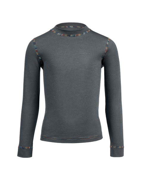 Kids' 160 Thermal Long Sleeve Crew Perfect Grey, front view.