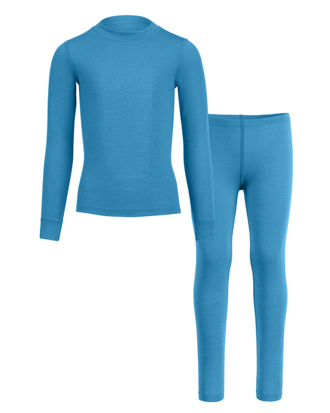 Kids' 160 Long Sleeve & Bottom 2-Piece Light Blue, front view.