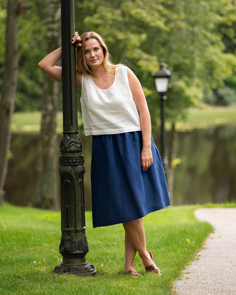 Linen Crop Top Ana Pure White