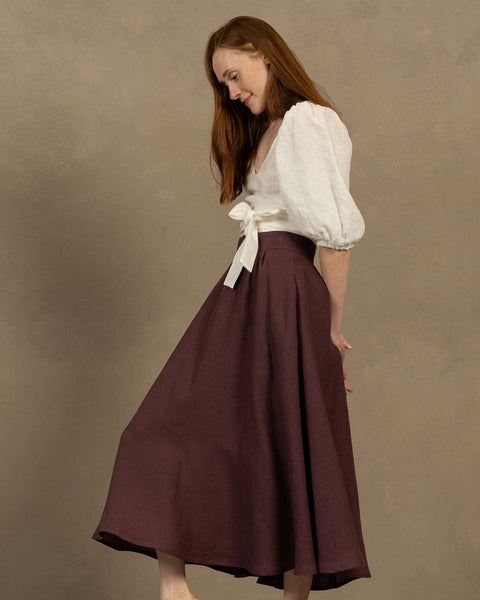 Linen Skirt Evelyn Shadow Purple