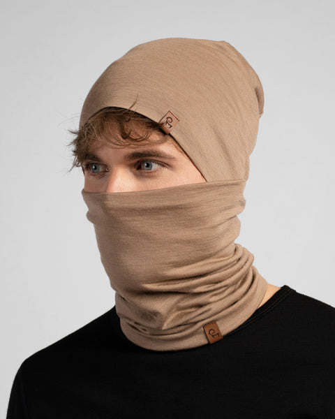Men's Merino Beanie & Gaiter 2-Piece Beige
