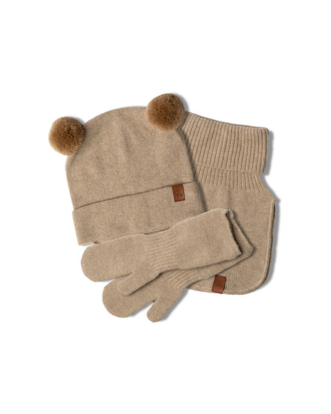 Knitted Baby Beanie, Dickie & Mitten's 3-Piece Set