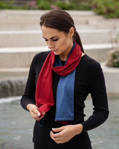 Women's Merino Scarf Denim/Royal Cherry