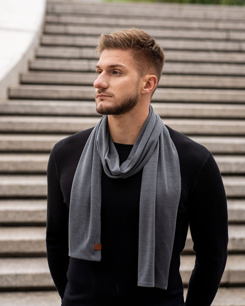 Men's Merino Scarf Perfect Grey