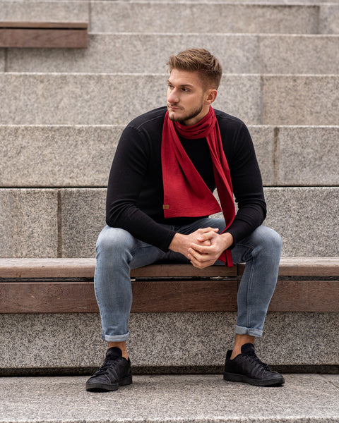 Men's Merino Scarf Royal Cherry