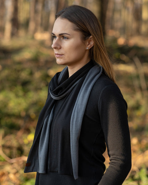menique Women's Merino Scarf Black/Perfect Grey Color