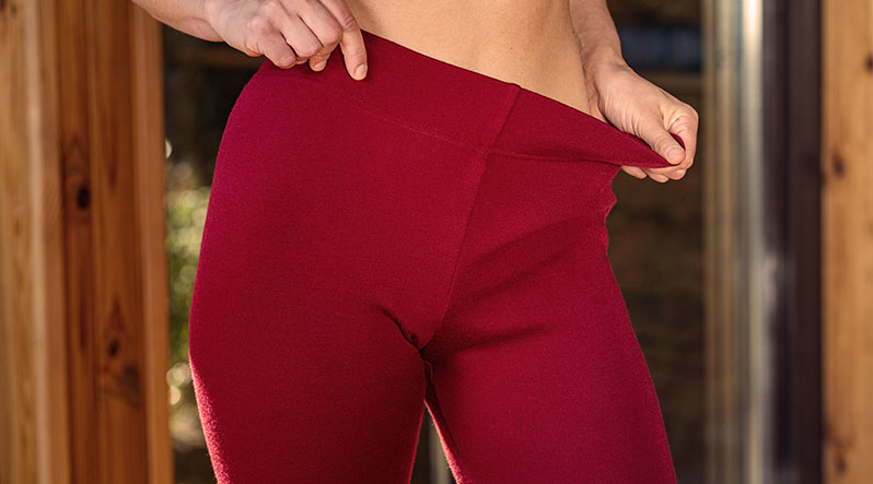Women's bottom leggings made from natural and organic Merino wool.