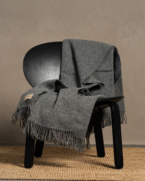 Natural Wool Blanket Throw Milan Dark Gray