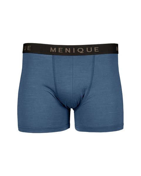 the menique men&#39;s short boxer briefs in denim color, white background.