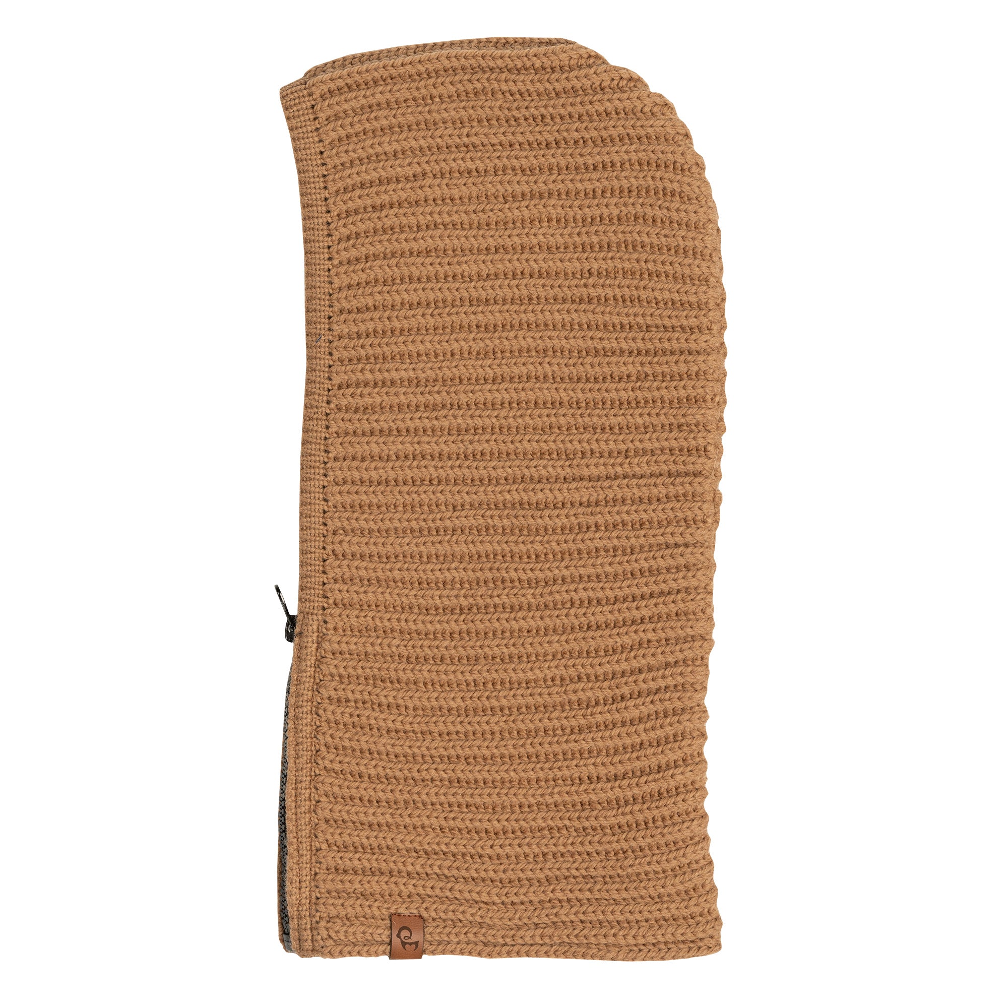 Women's Hood Zipper Balaclava Knitted Merino in caramel brown