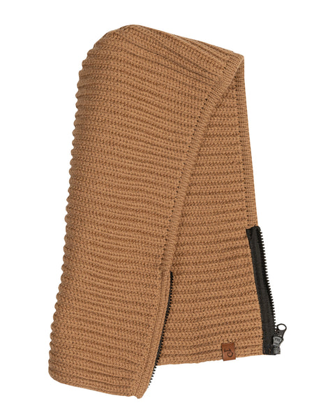 Men&#39;s Hood Zipper Balaclava Knitted Merino in caramel brown