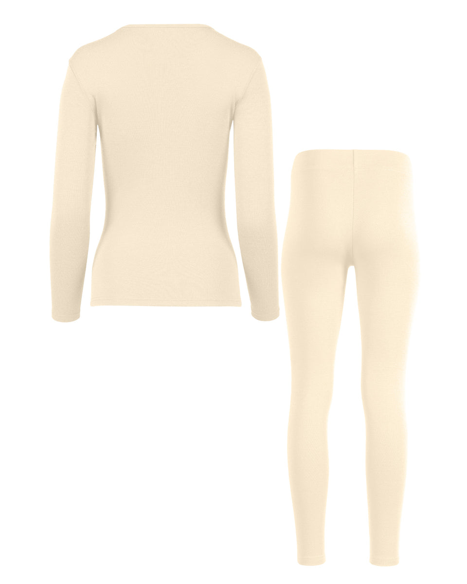Women's 2-Piece Pajama Set - 100% Merino Wool Pajamas - Merino Wool Loungewear - Natural
