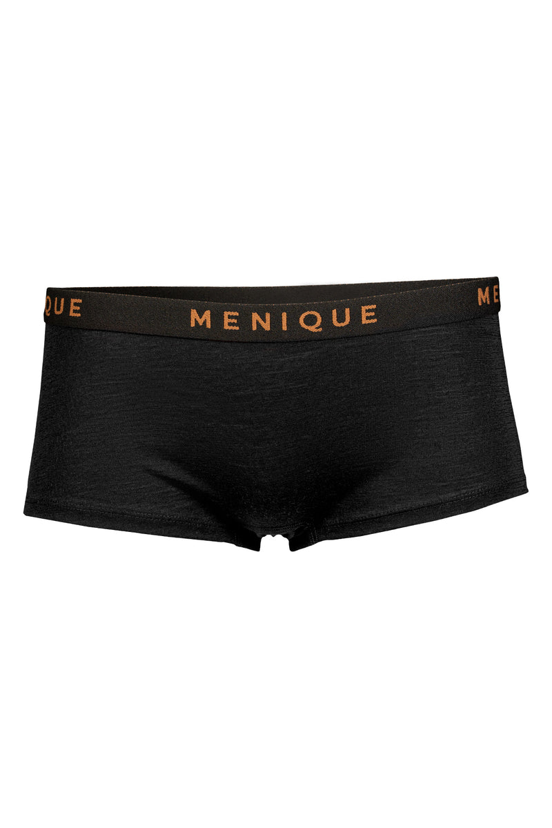 Fine Merino Wool Women's Boxer Briefs Black ❤️ menique