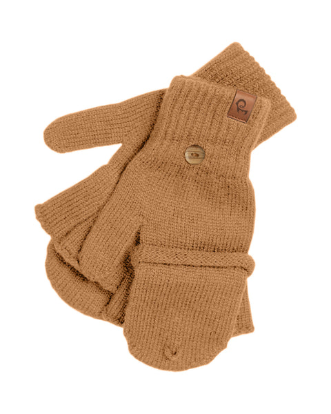 Men&#39;s Convertible Gloves Knitted Merino in caramel brown