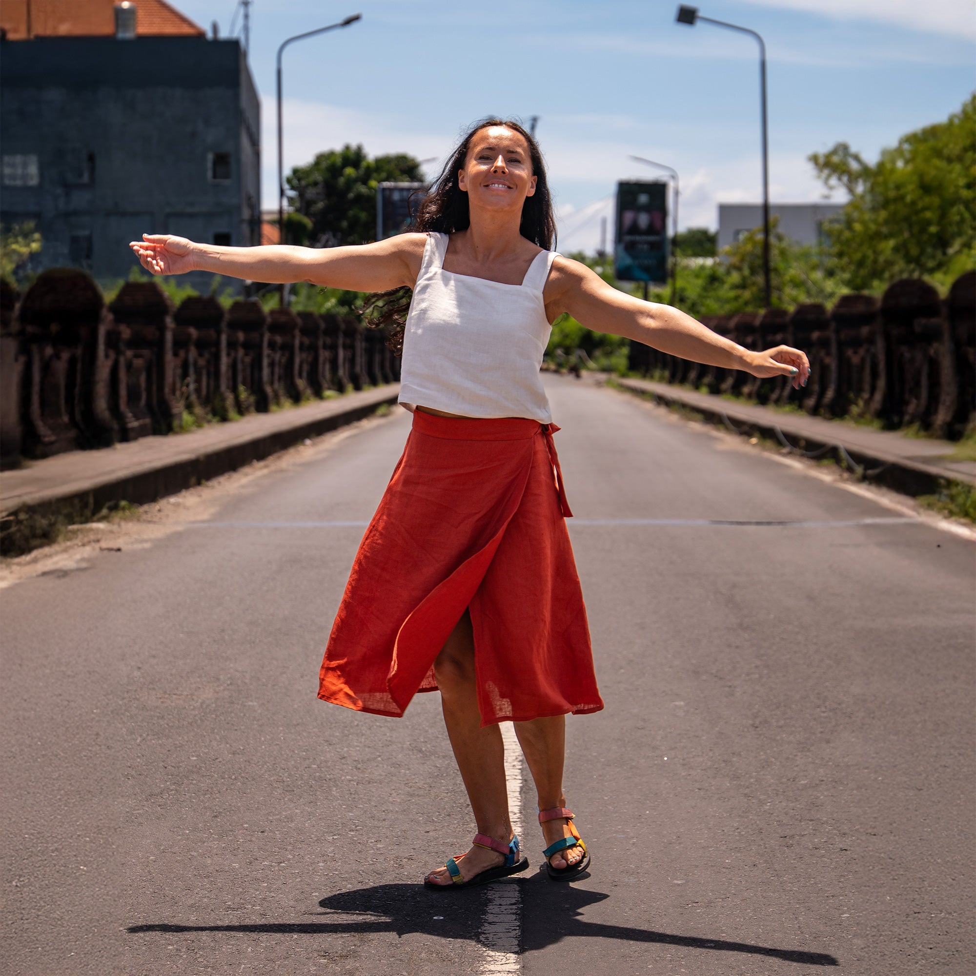 100% Linen Midi Wrap Skirt for Women ❤️ menique - MENIQUE 100% Linen Midi Wrap Skirt for Women ❤️ menique - MENIQUE