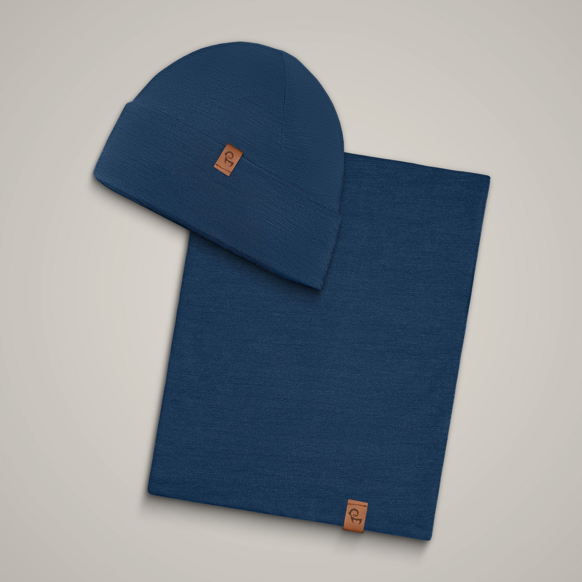 menique Men's Merino Beanie and Gaiter Set Denim