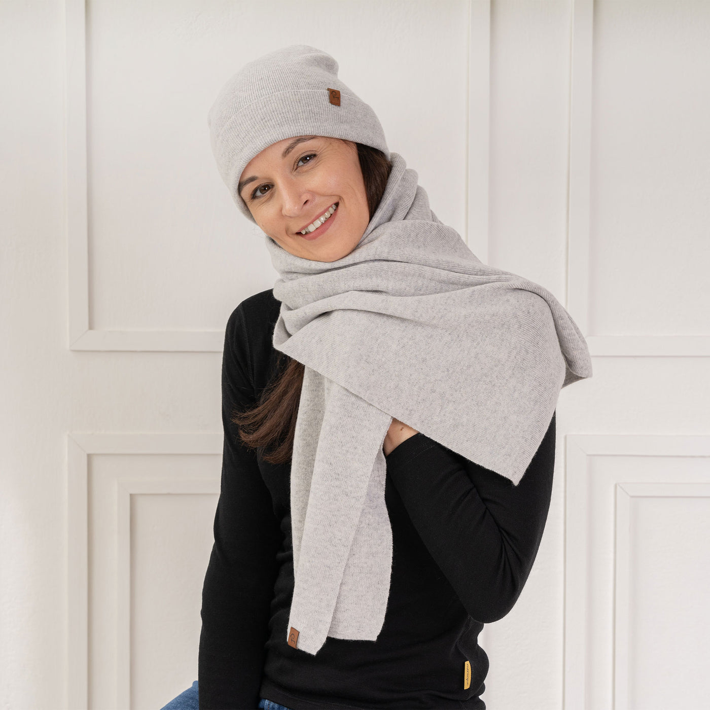 Women\'s Beanie Hat Scarf Set Winter Knit Long Scarf Neck Warmer, Darkgray 3 Piece Set of Knit Beanie Hat, Neck Gaiter & Wool Gloves  main image 2