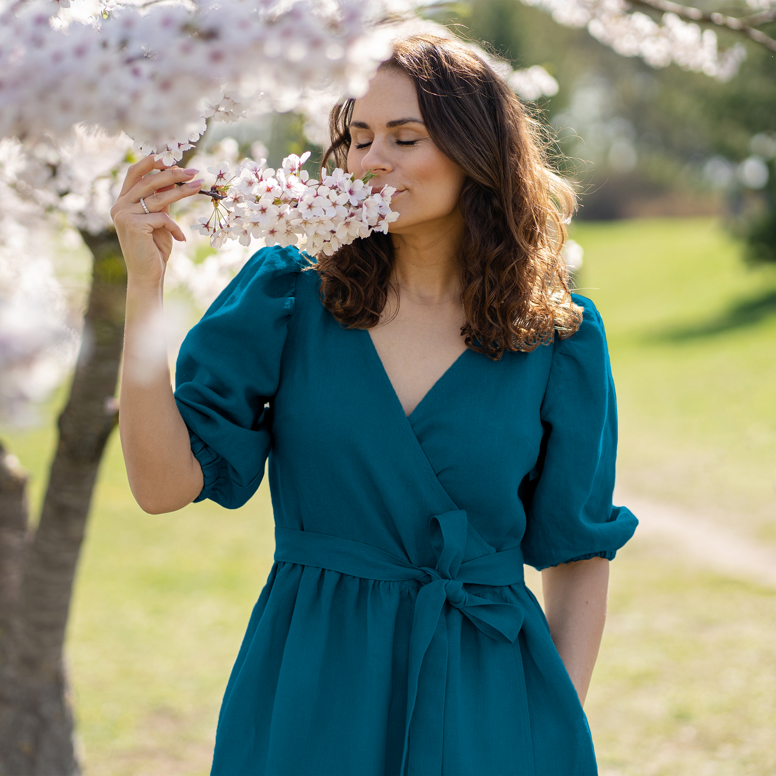 Organic 100% Linen Wrap Dresses For Women | MENIQUE Organic 100% Linen Wrap Dresses For Women | MENIQUE