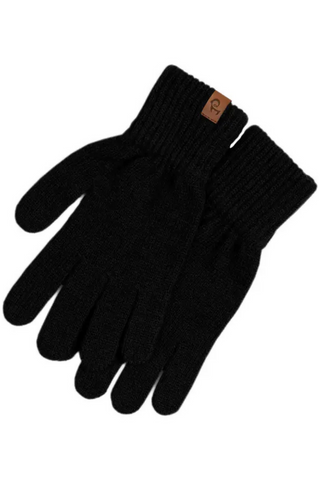 Natural Wool Men's Gloves - One Size / Black