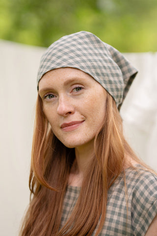 Linen Bandana - One Size / Green Check