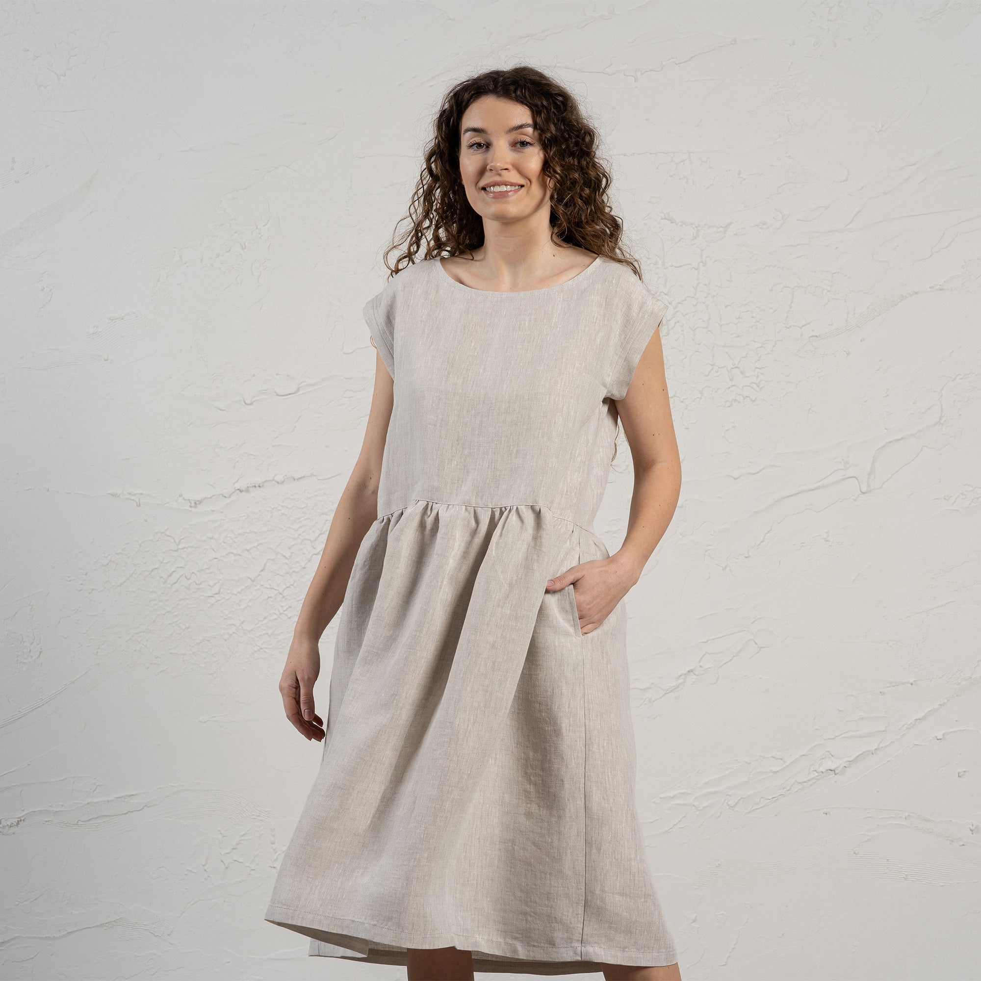 Plus Size Linen Smock Dress Cecilia ❤ menique - MENIQUE