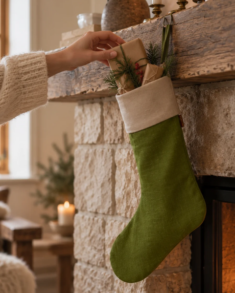 Linen Christmas Stockings Sock