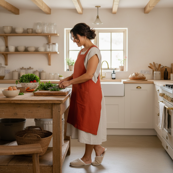 100% Linen Cooking Apron Cross-back ❤ menique - MENIQUE