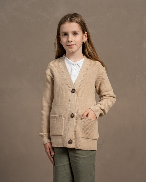 Kids&#39; Merino Wool Cardigan Cleo Beige