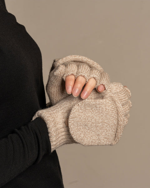 Flip Gloves Wool Fingerless Gloves Men Work Knit Convertible