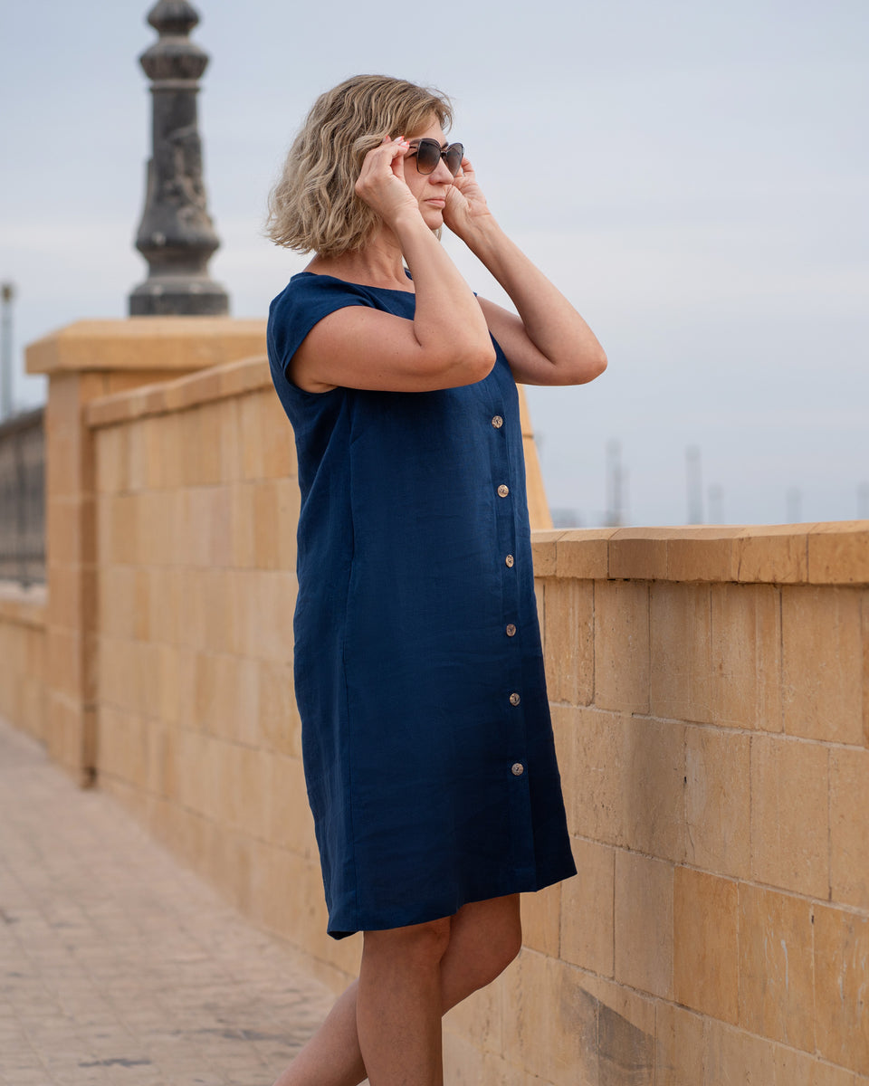 Casual Button Front Dress Harper XXL / Storm Blue