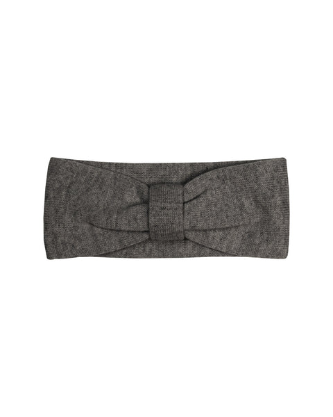 Kids&#39; Knit Headband with Ribbon Merino &amp; Cashmere Dark Gary