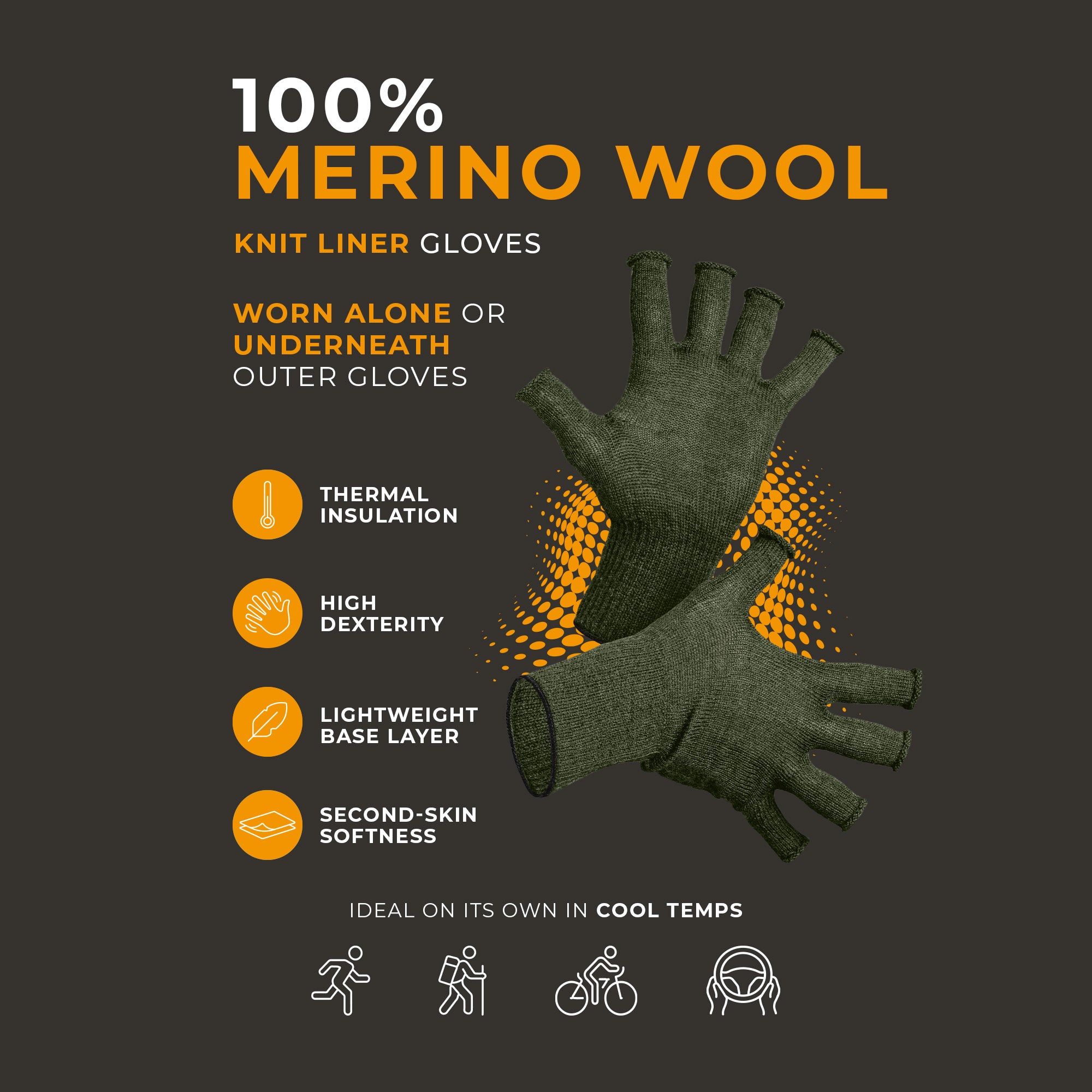 Merino Wool Thermal Fingerless Gloves Mens ❤️ menique - MENIQUE