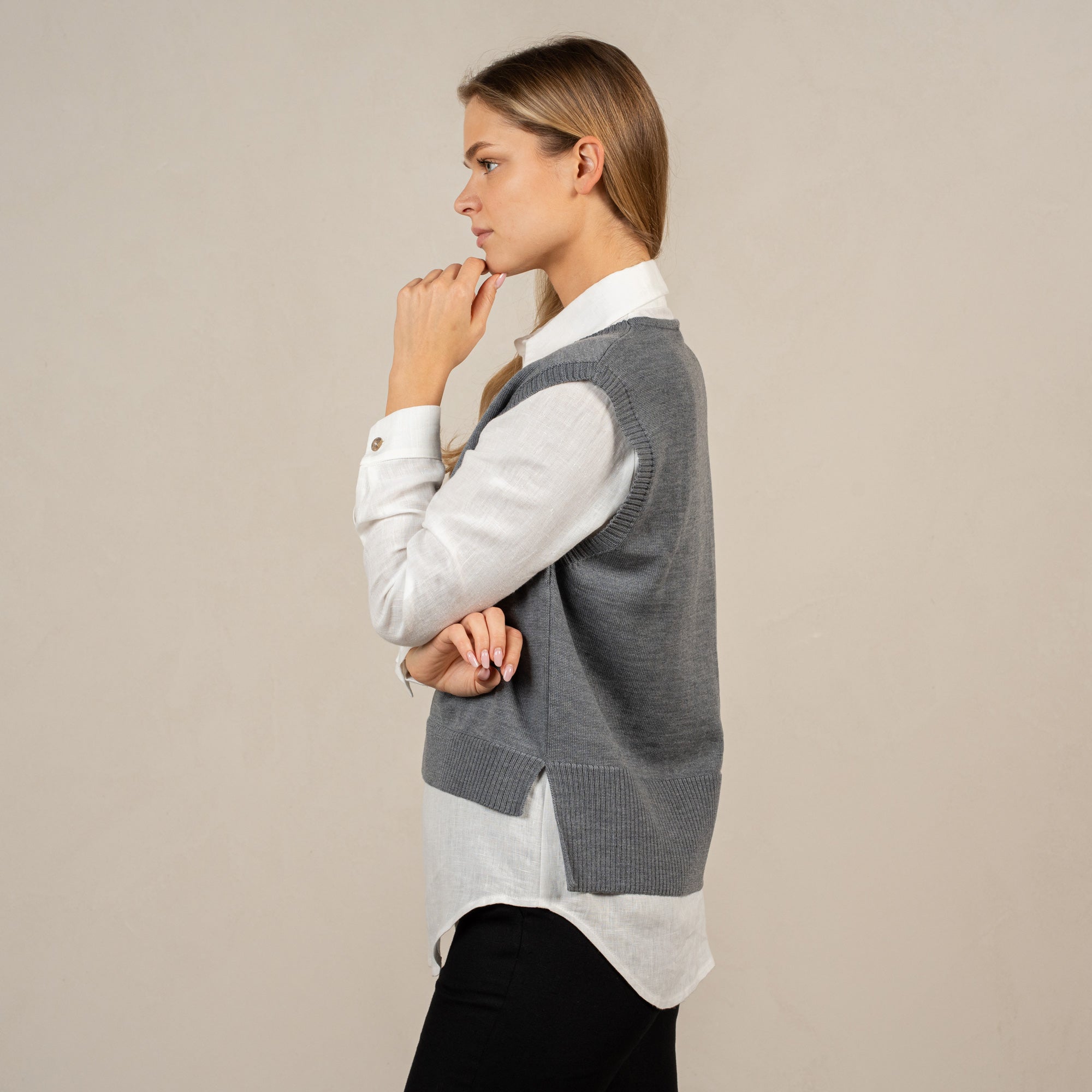 Women's Merino Wool Vest Beige❤️ menique