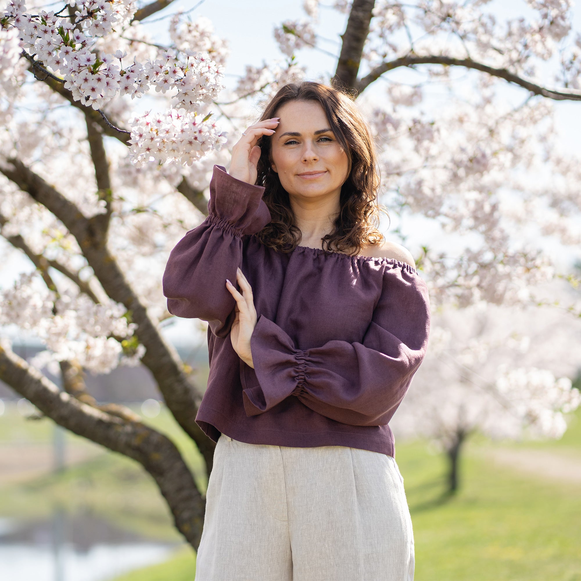 Off The Shoulder Linen Top Jessica ❤️ menique - MENIQUE