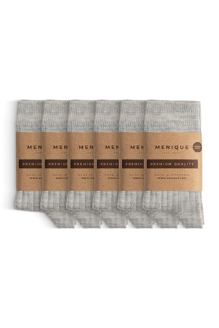 Kids' Merino Rib Crew Socks 6-Pack - 6-24 M / Light Gray