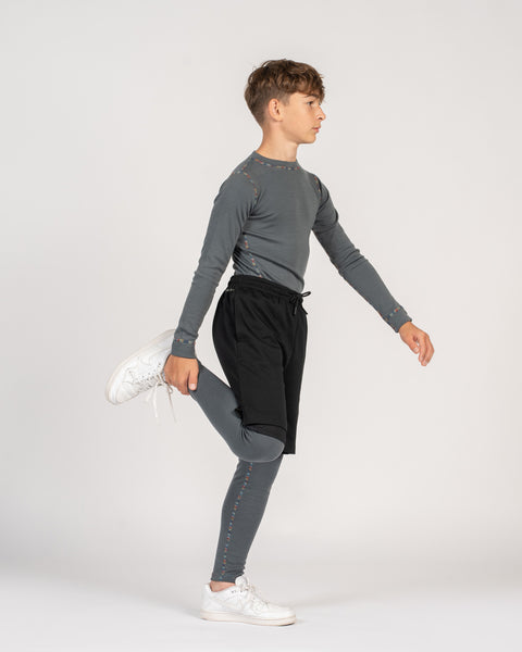 Kids&#39; 250 Long Sleeve &amp; Bottom 2-Piece Perfect Grey