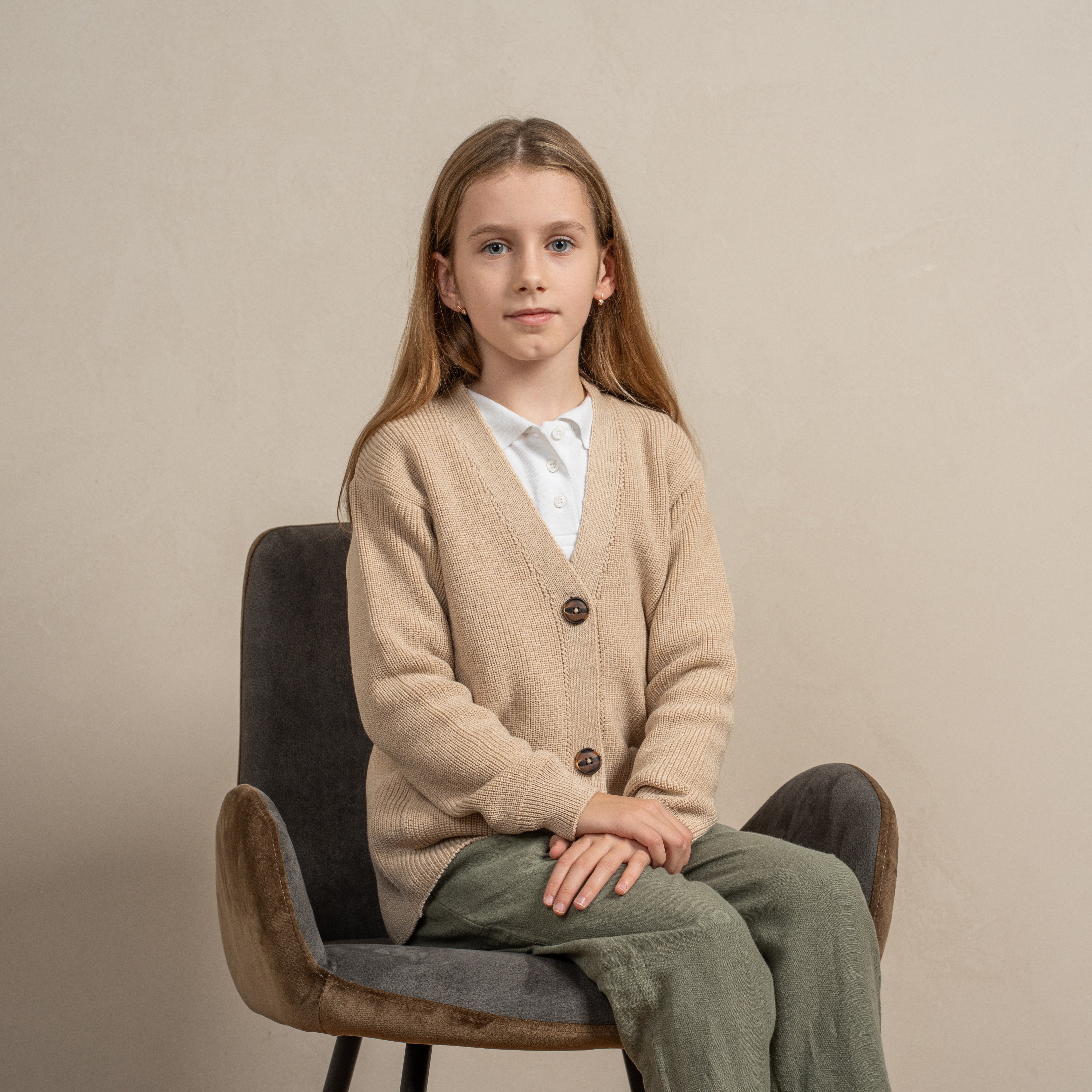 Stein kid mohair cardigan 22ss ベージュ Kids' Knit Merino Cardigan ❤️ menique - MENIQUE