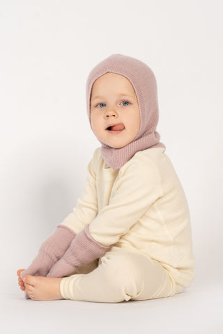 Kids' Cashmere Blend Hood Balaclava - 1-3Y / Dusty Pink