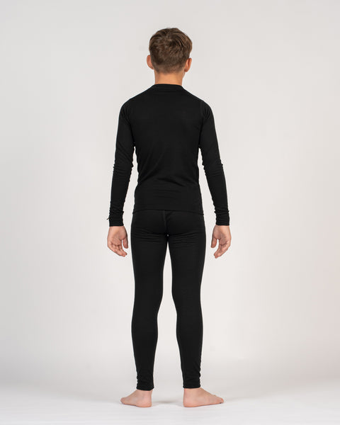 Kids&#39; 250 Long Sleeve &amp; Bottom 2-Piece Black