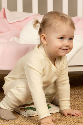 Baby's 160 Long Sleeve & Bottom 2-Piece - 6-12M / Natural