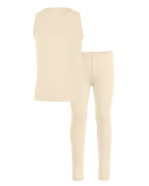 Kids&#39; Merino Tank Top &amp; Bottom 2-Piece Natural