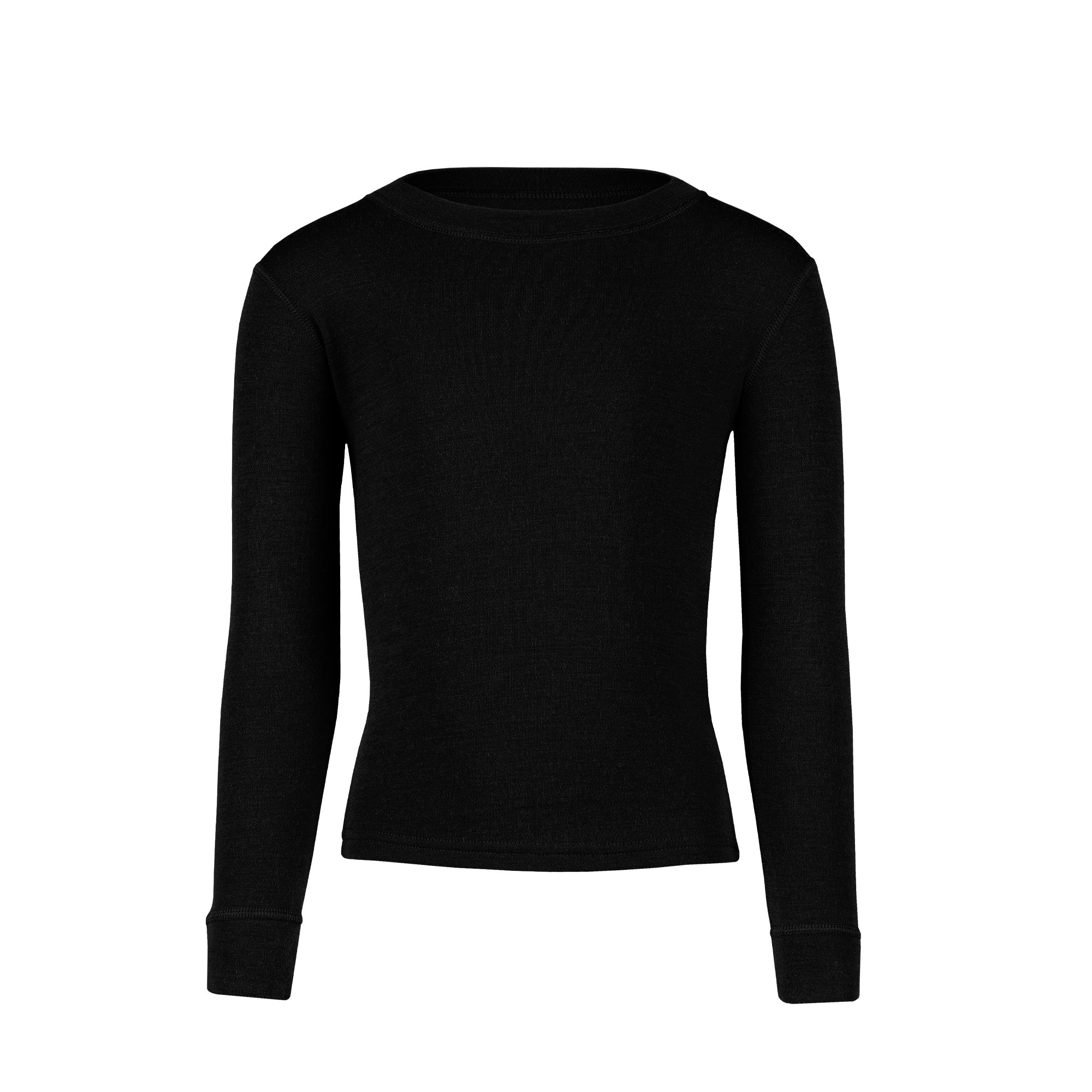 Merino Kids' Long Sleeve Thermal Crew Black ❤️ menique