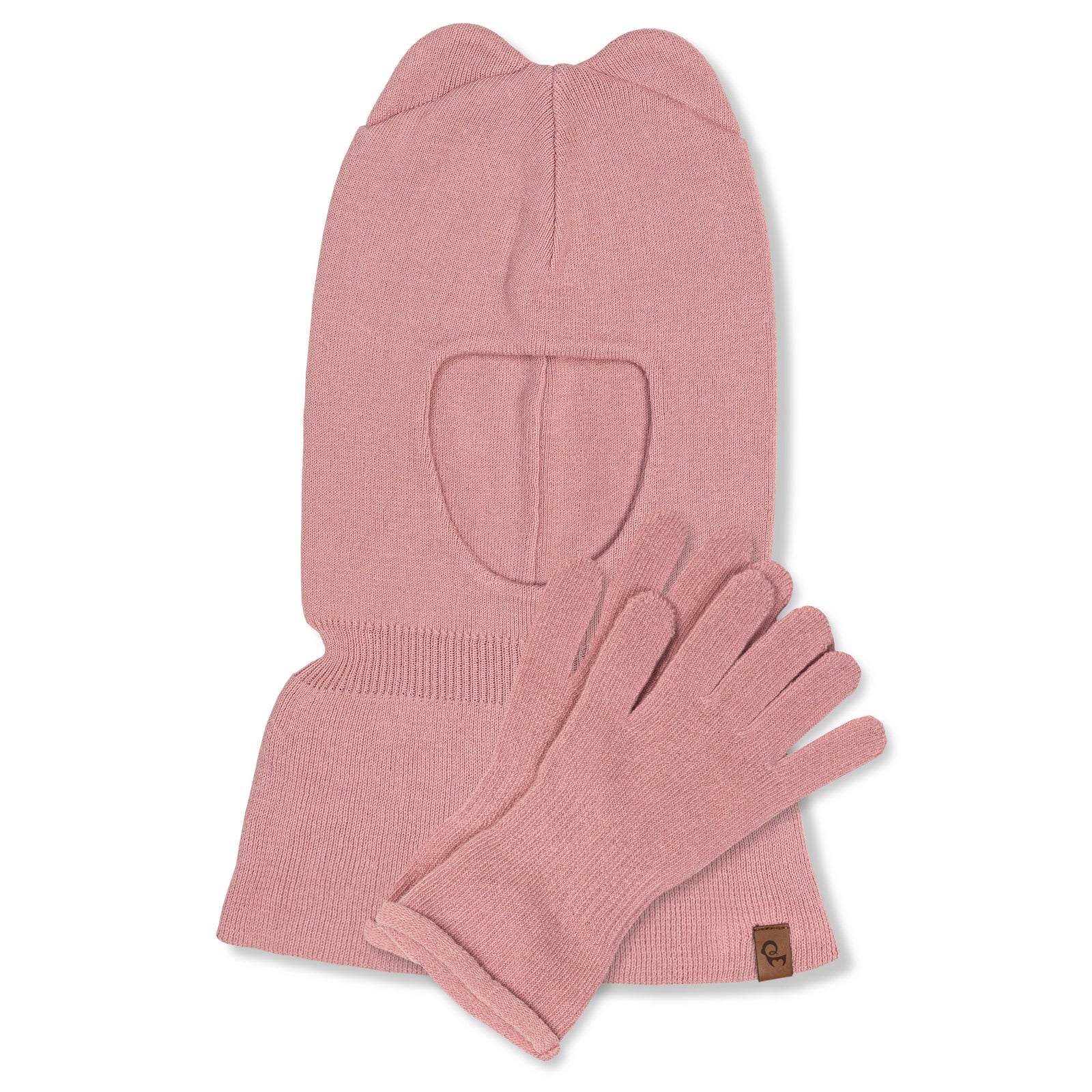 Kids' Knit Balaclava & Gloves Cotton 2-Piece Set Creamy Beige