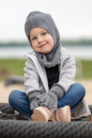 Kids' Cashmere Blend Hood Balaclava - 1-3Y / Dark Gray